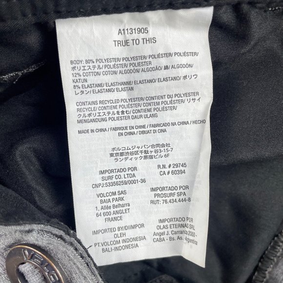 Volcom Modern Stretch Chinos Men’s Size 34 Gray Flat Front Pants True To This - Picture 9 of 15